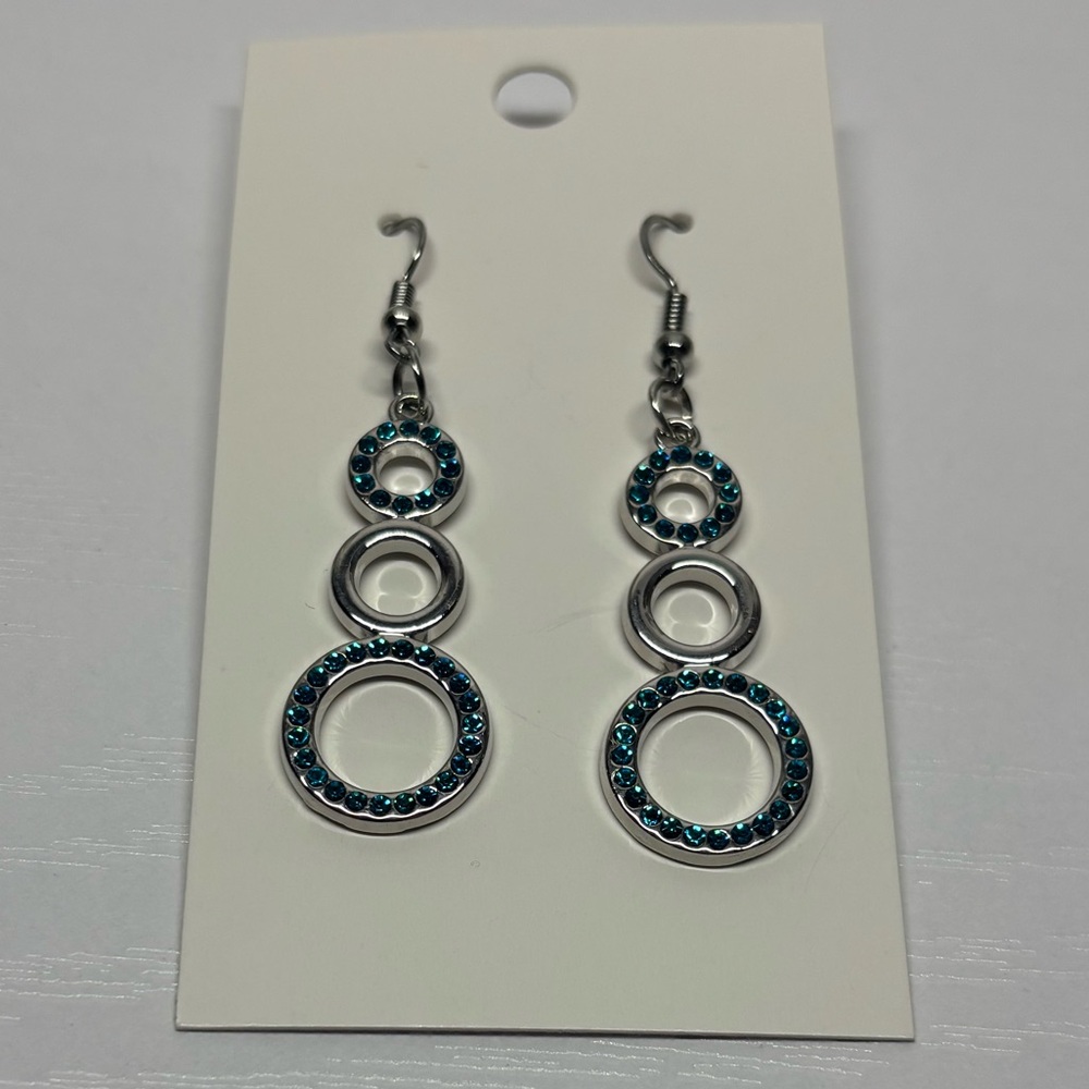 Silver and Blue Gemstone Dangle Earrings